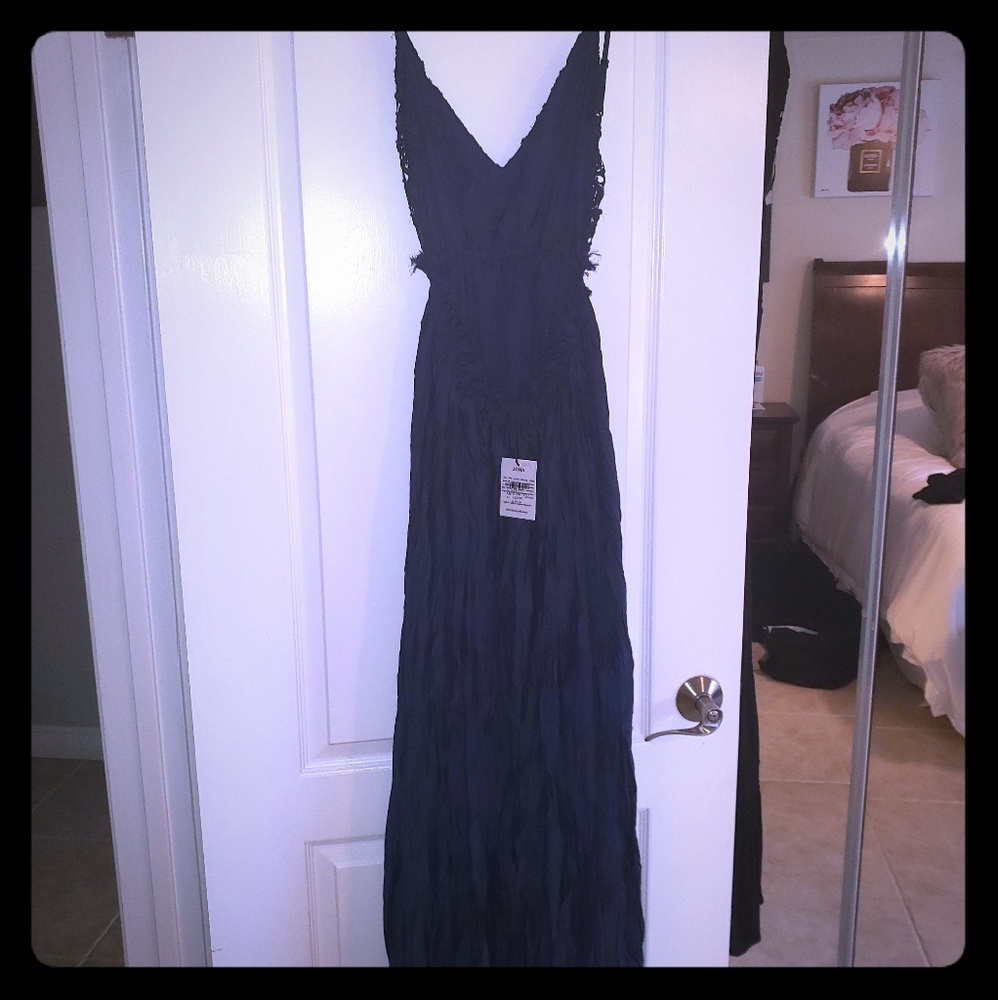 Indigo blue back less maxi dress